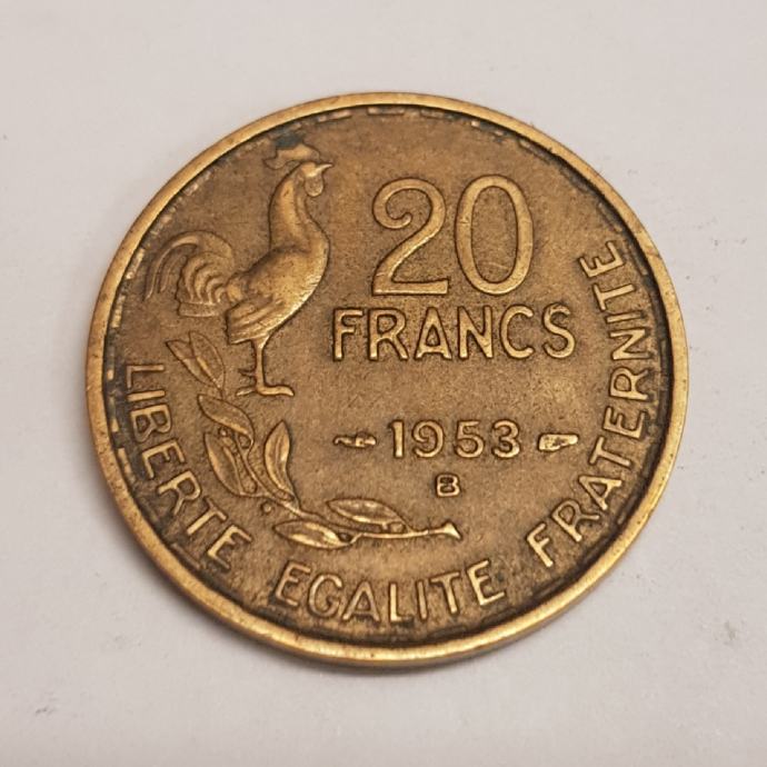 20 FRANCS 1953 B