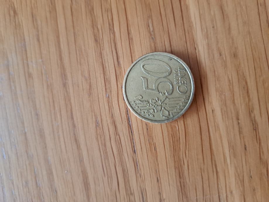 2002 Italy 50 Cent Euro Rare Coin