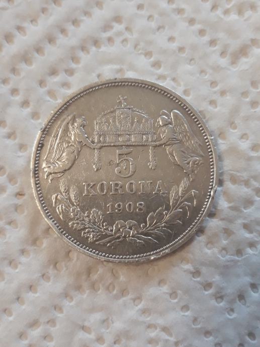 5 Corona 1908 Hungari stebro