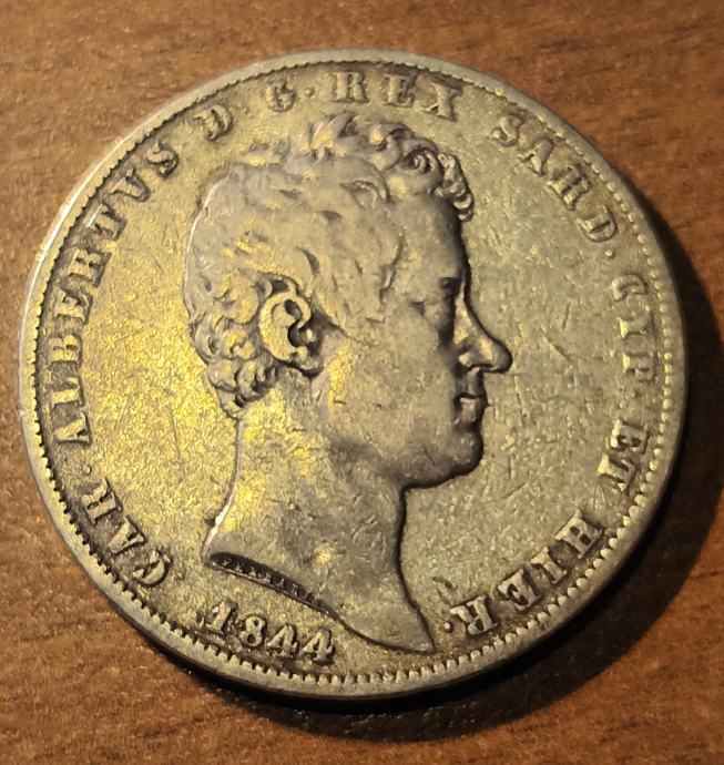 5 LIRA 1844,KRALJEVINA SARDINIJA,srebro