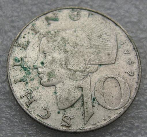 AUSTRIA 10 SCHILLING 1957 Silver