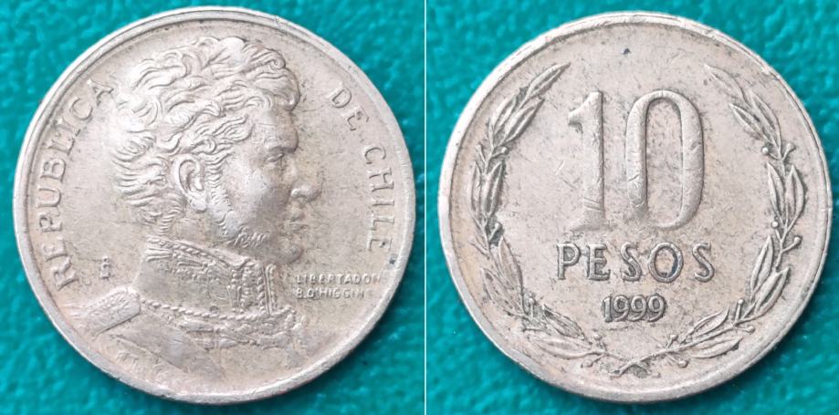 Chile 10 pesos, 1999 +/