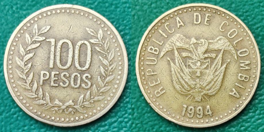 Colombia 100 pesos, 1994 Large denomination numbers ***/