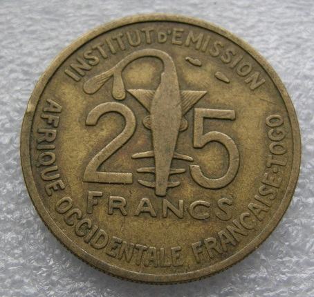 FRENCH WEST AFRICA 25 FRANCS 1957