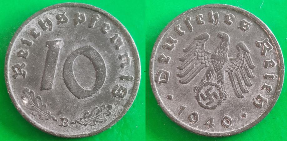 Germany - Third Reich 10 Reichspfennig 1940 Mintmark B - Vienna