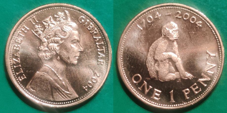 Gibraltar 1 penny, 2004 300th Anniversary - Capture of Gibraltar ***/+