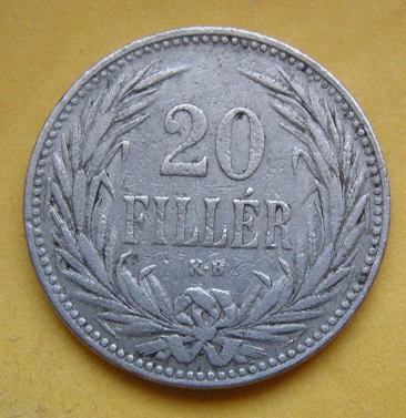 HUNGARY 20 FILLER 1893