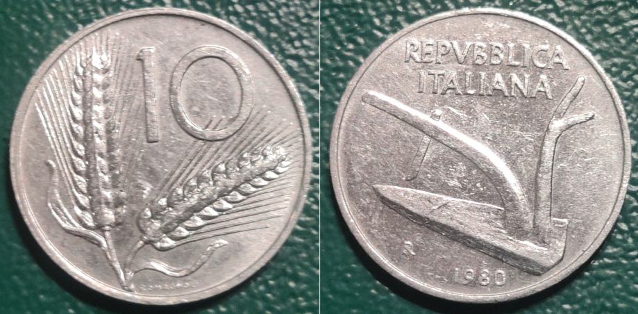 Italy 10 lire, 1980 ***/