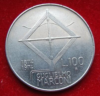 ITALY 100 LIRE 100th Anniversary - Birth of Guglielmo Marconi, Physici