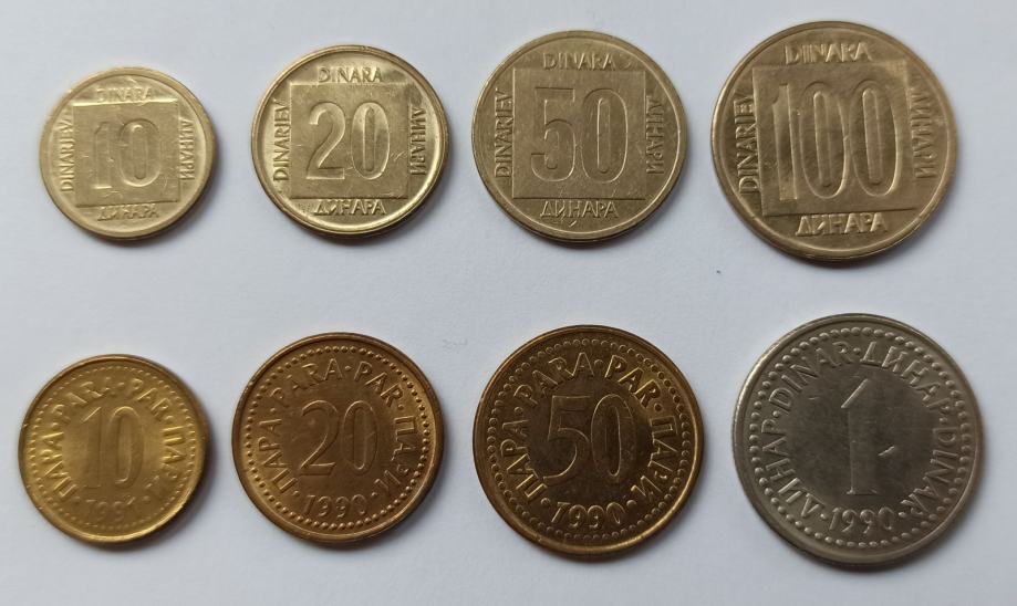 Jugoslavija, dinar para 1988-1991, kovanice