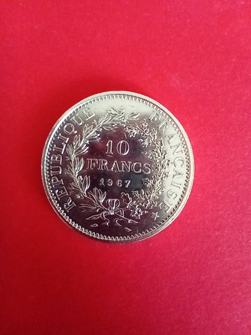 Kovanica  10 Francs 1967 srebro