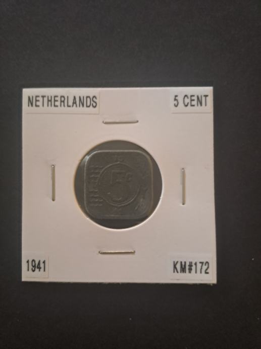 Nizozemska (Netherlands) 5 Cent 1941