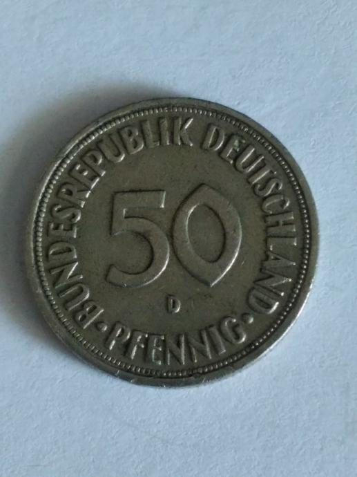 Njemačka, 50 pfennig 1950 D