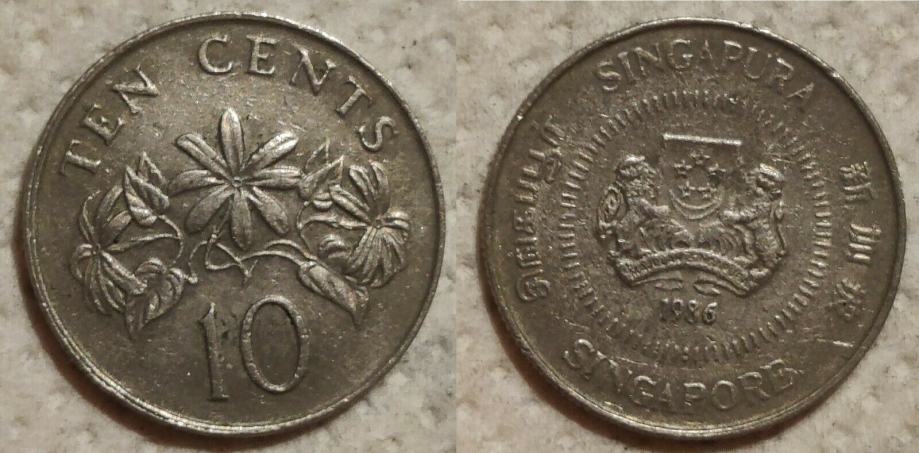 Singapore 10 cents, 1986 **/