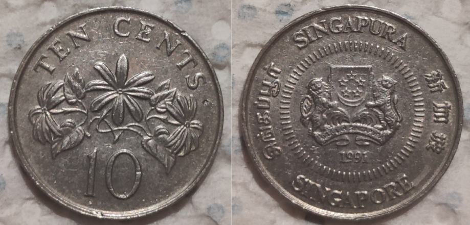 Singapore 10 cents, 1991 **/