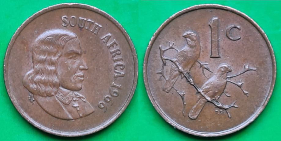 South Africa 1 cent, 1966 Legend in English - "SOUTH AFRICA" ***/