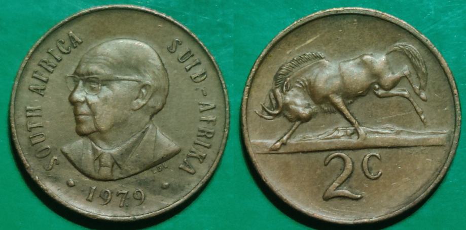 South Africa 2 cents, 1979 End of Nicolaas Johannes Diederichs' Presid