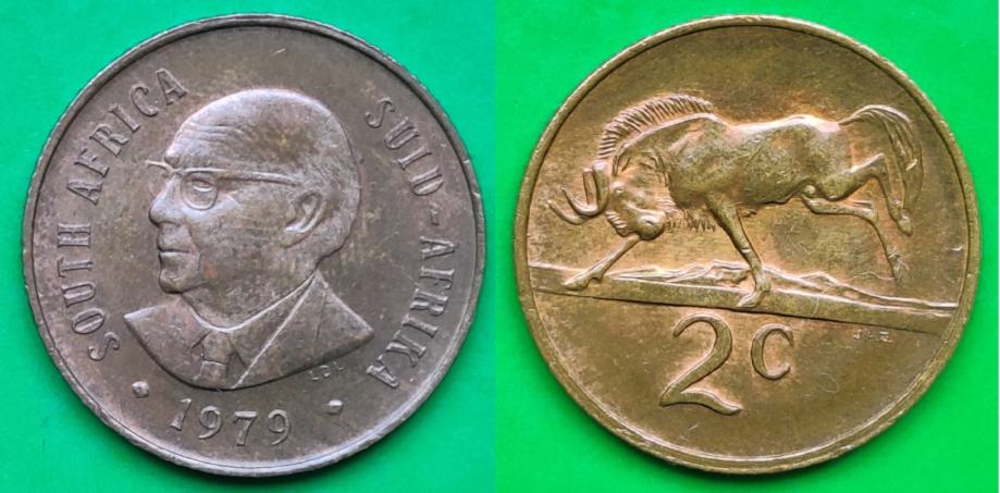 South Africa 2 cents, 1979 End of Nicolaas Johannes Diederichs' Presid