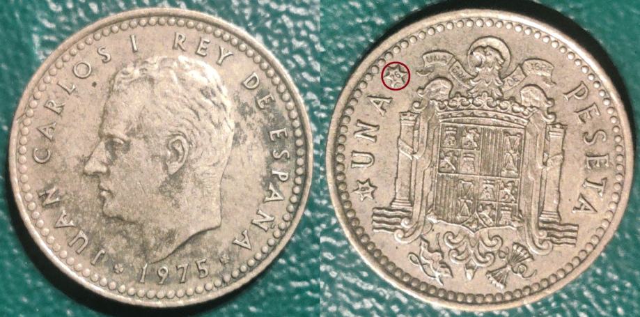 Spain 1 peseta, 1975 76 u zvijezdi ***/