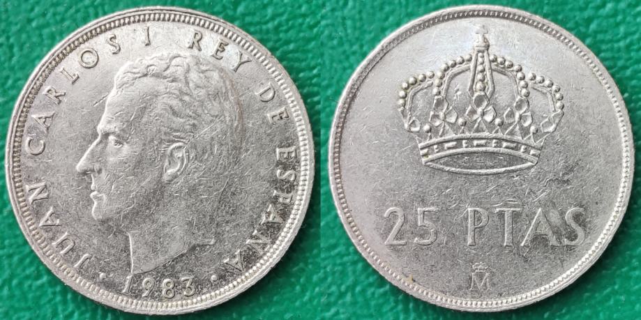 Spain 25 pesetas, 1983 +/