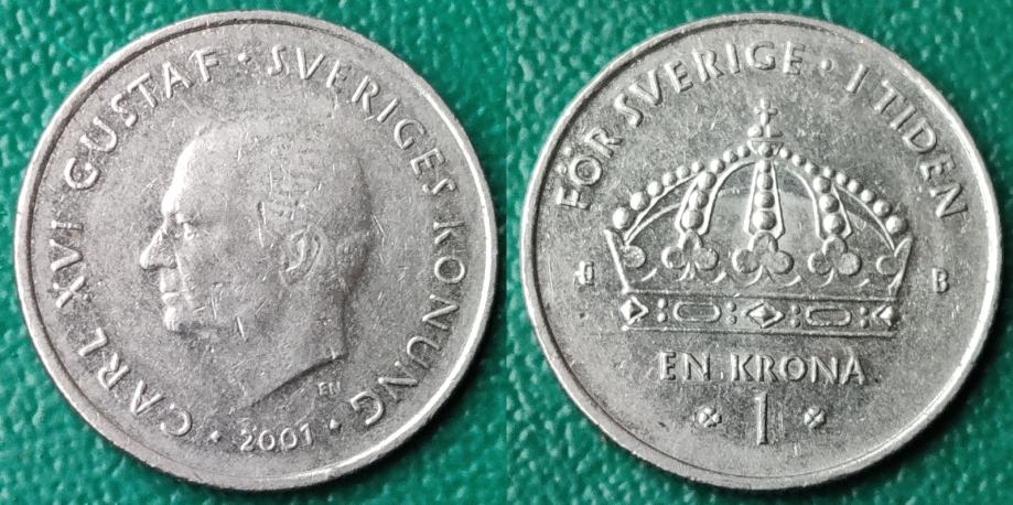 Sweden 1 krona, 2001 ***/