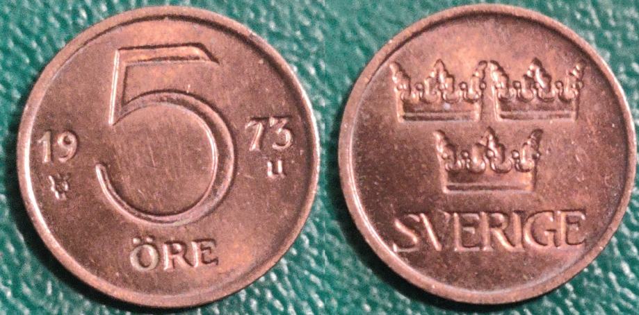 Sweden 5 öre, 1973 +/