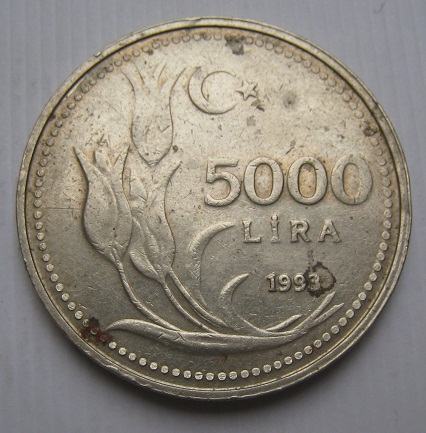 TURKEY 5000 LIRA 1993