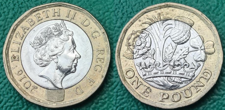 United Kingdom 1 pound, 2016 12-sides ***/