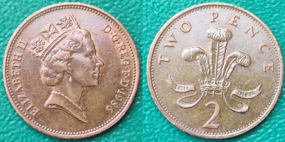 United Kingdom 2 pence, 1986 +/