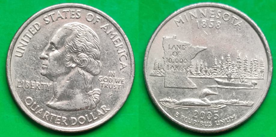 USA ¼ dollar, 2005 Minnesota State Quarter "P" - Philadelphia ***/