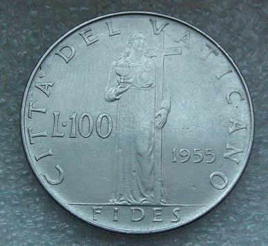 VATICAN CITY 100 LIRE 1955