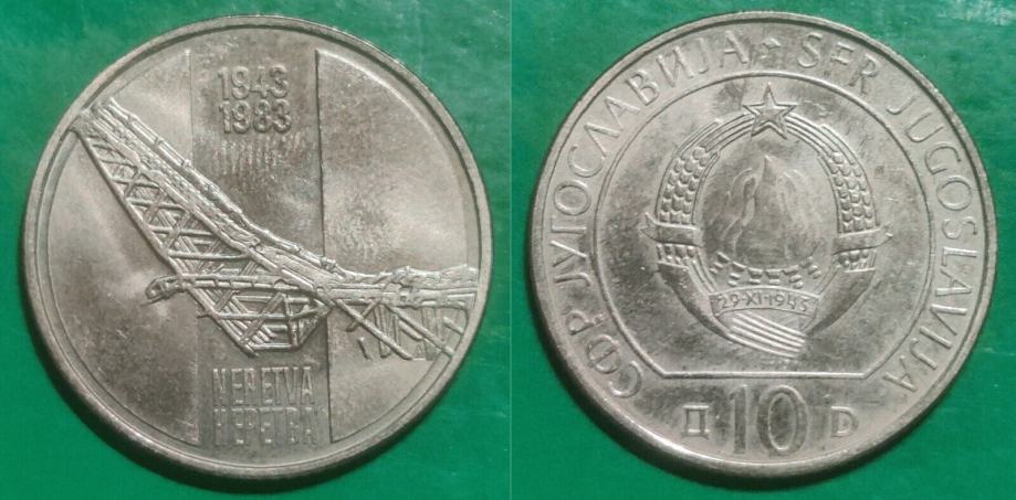 Yugoslavia 10 dinara 1983 40th Anniversary  Battle of Neretva River **