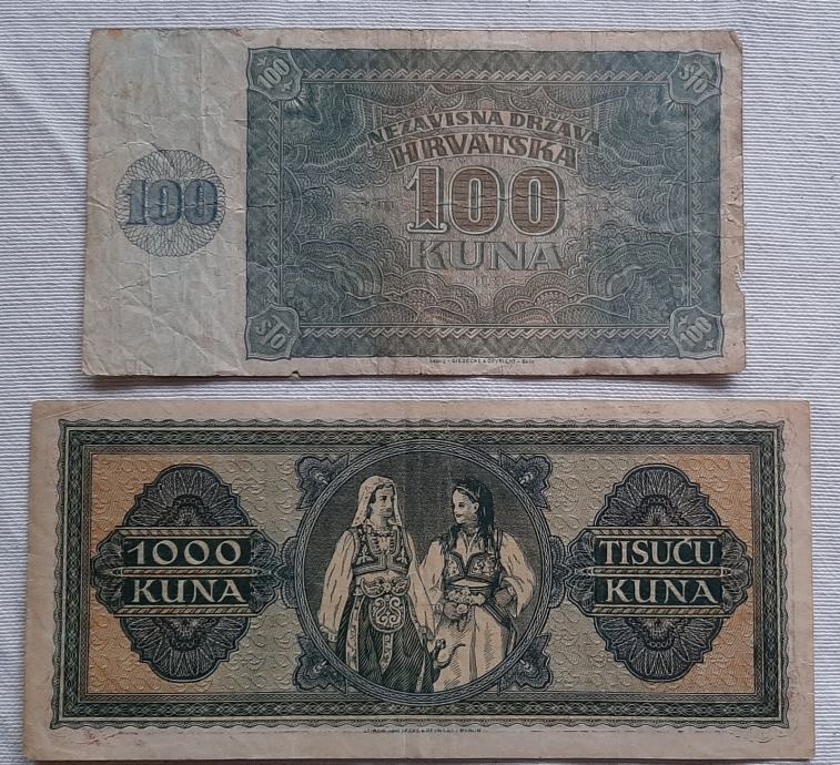 100 I 1000 Kuna, NDH, 1943.