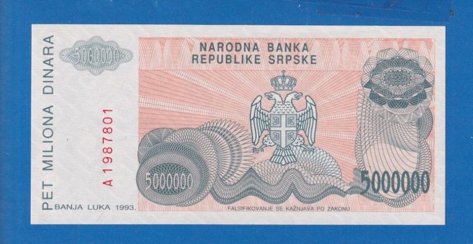 4809 - BANJA LUKA BOSNA  500 000  DINARA 1993  A1987801 UNC