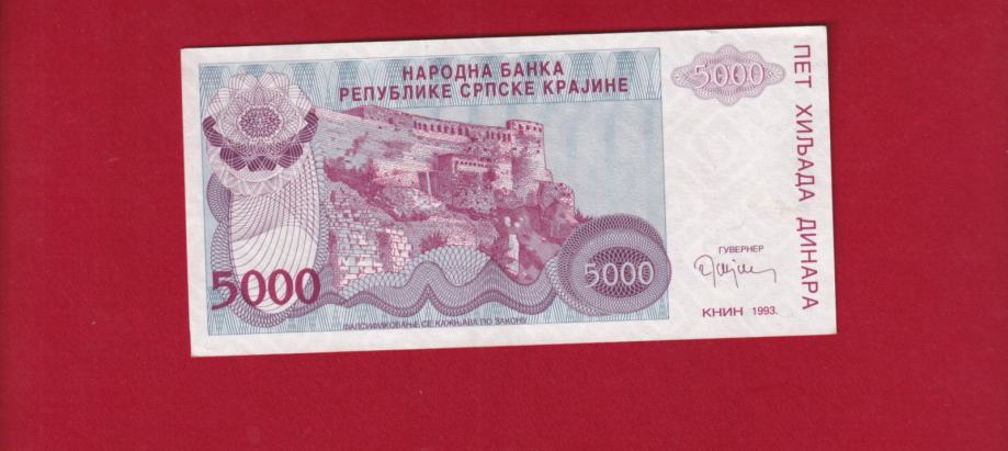 5049 -  KNIN  5000 DINARA 1993  A0039406  UNC