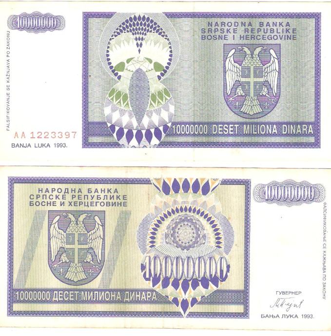 Banja Luka, 10 000 000 Din, 1993,g