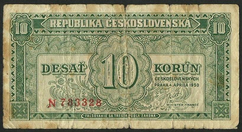 ČEHOSLOVAČKA   10 KORUN  1950.