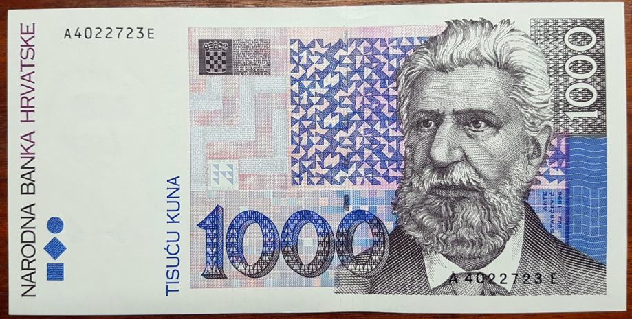 HRVATSKA, 1000 KUNA, 1993, A UNC