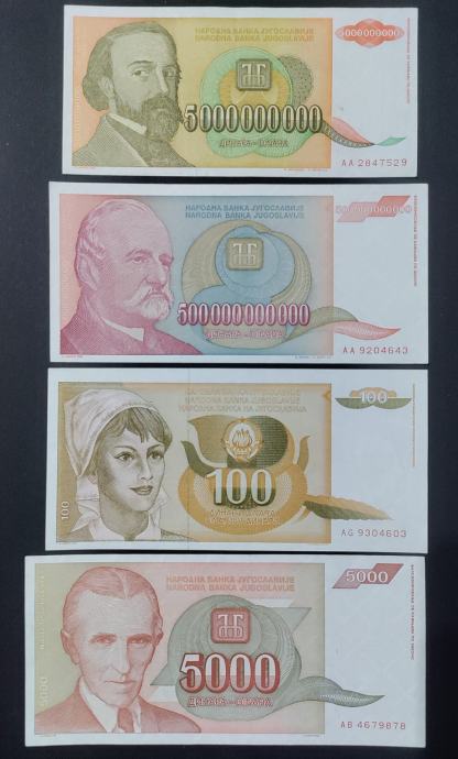 LOT jugoslavenskih dinara 1991-1994 aUNC/UNC