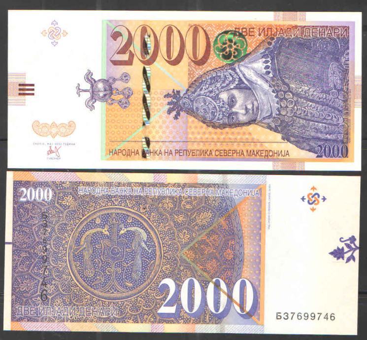 MAKEDONIJA - SEVERNA MAKEDONIJA - 2000 DENARI - 2022 - UNC