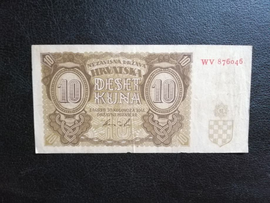 NEZAVISNA DRŽAVA HRVATSKA 10 KUNA 1941.