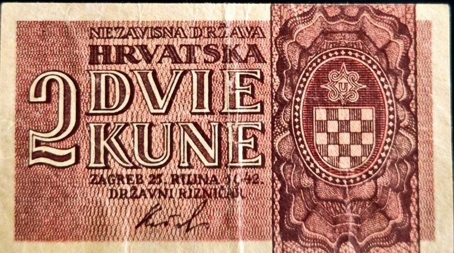 NEZAVISNA DRŽAVA HRVATSKA 2 KUNE 1942.