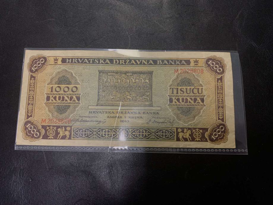 NOVČANICA 1000 KUNA NDH 1. RUJNA 1943. / R1, RATE