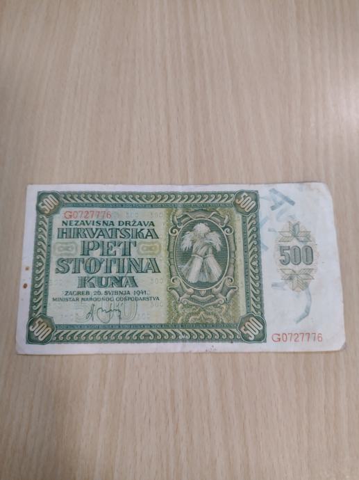 Novčanica od 500 kuna NDH iz 1941.