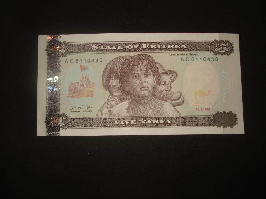 Novčanica Eritreja / Eritrea 5 nakfa 1997.UNC