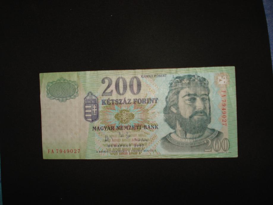 Novčanica Mađarska / Hungary 200 forint 2007.