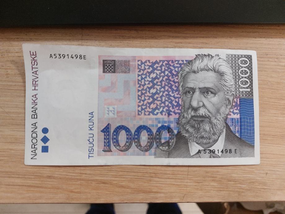 Očuvana novčanica od 1000 kuna