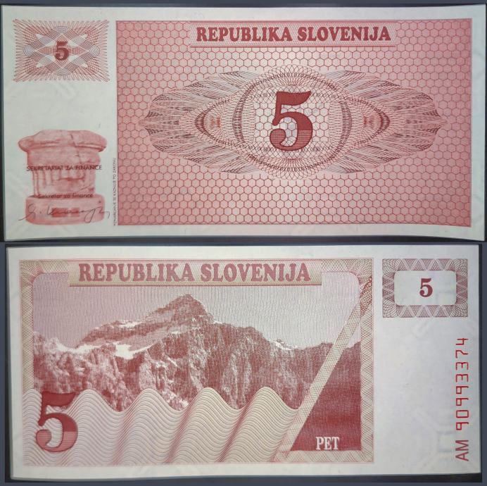 SLOVENIA / SLOVENIJA (1990) 5 Tolarja UNC