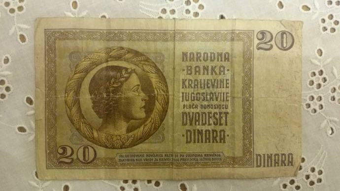 NOVČANICA NARODNE BANKE KRALJEVINE JUGOSLAVIJE - 20 DINARA IZ 1936.