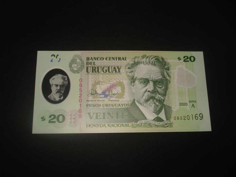 Urugvaj Uruguay 20 pesos 2020.UNC (polymer)